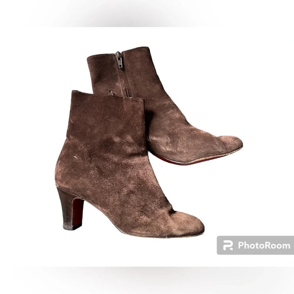 Louboutin Brown Suede Boots, Size 38.5